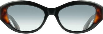 Ferragamo 55mm Oval Sunglasses in Black/tortoise at Nordstrom