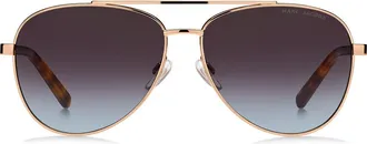 Marc Jacobs 60mm Gradient Aviator Sunglasses in Gold Havana/brown Blue at Nordstrom