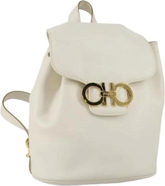 Ferragamo Pre-owned Backpacks, female, White, Size: ONE SIZE Pre-owned Leather Backpack