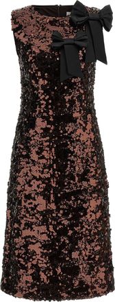 Ganni Vestido midi recto con lentejuelas de terciopelo