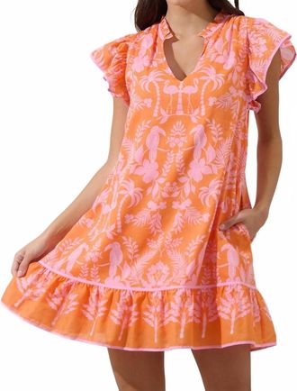 Sugarlips Toucan Jungle Print Shift Dress In Pink-Orange Multi