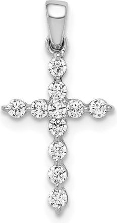 Diamond2Deal 10K White Gold 1/4ct. Diamond Cross Pendant