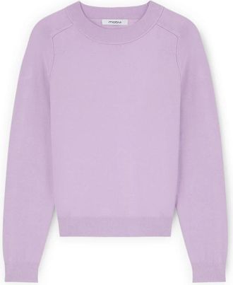 Motivi Trui met ronde hals en uitlopende mouwen - Dames - Ronde hals truien - Paars - XS - Polyester - Truien & Vesten