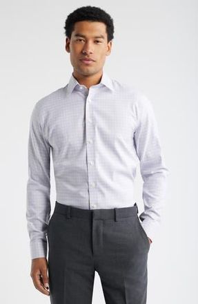 Nordstrom Trim Fit Plaid Premium Performance Dress Shirt in Purple Preston Plaid at Nordstrom Rack, Size 18.5 - 36/37