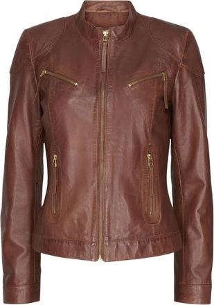 Notyz Leren jassen - Dames - Leren en Su&egrave;de Jassen - Bruin - XL - Leer - Jassen