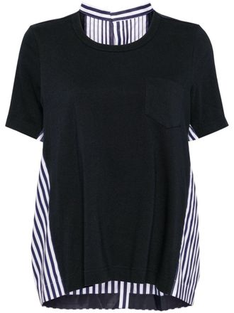 sacai panelled cotton T-shirt - Blue