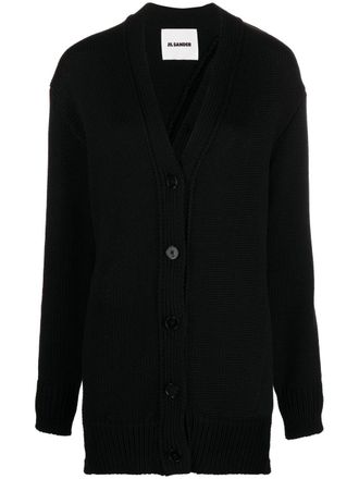 Jil Sander Cardigan asimmetrico - Nero