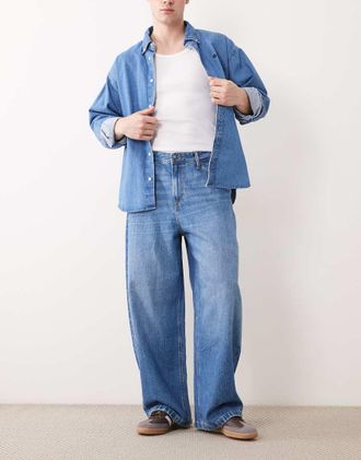 Jack & Jones Joey - Jeans bombati lavaggio medio sbiadito-Blu