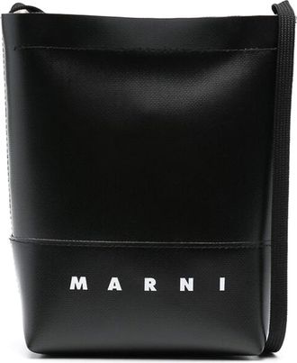 Marni Black logo print shoulder bag