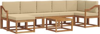 vidaXL Conjunto De Sof&aacute;s De Exterior 8 Uds. Natural Y Beige Vidaxl