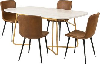 Urban Meuble Juego de comedor mesa blanca y 4 sillas marrones