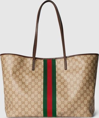 Gucci Tribeca Large Tote Bag, Beige, GG Canvas