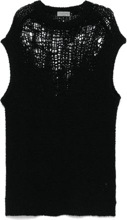 Yohji Yamamoto Gilet in maglia traforata - Nero