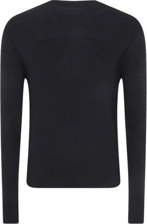 Rick Owens Ribbed Geo Sweater - Heren - Ronde hals truien - Zwart - L - Wol - Truien & Vesten