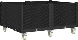 vidaXL Jardinera Con Ruedas Pp Negro 100x80x54 Cm Vidaxl