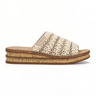 Rieker 629x8-60 Womens Ankle Strap Sandals Beige Textile - Size UK 7.5