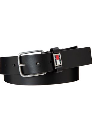 Tommy Jeans Lederg&uuml;rtel TOMMY JEANS TJM SCANTON 3.5 cm breit, Herren, Gr. 80, schwarz, B&uuml;ffelleder, G&uuml;rtel Lederg&uuml;rtel