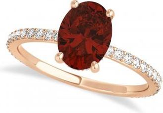Allurez Oval Garnet & Diamond Hidden Halo Engagement Ring 14k Rose Gold (0.76ct)