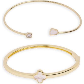Argento Vivo Mother-of-Pearl Set of 2 Bracelets in Gold at Nordstrom