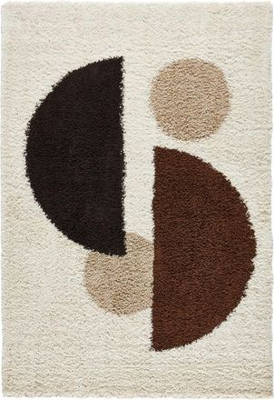 Nazar Rugs Alfombra shaggy de pelo largo dise&ntilde;o geom&eacute;trico - marr&oacute;n - 160x230 cm