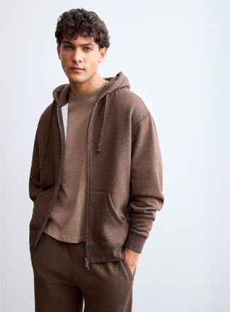 Le 31 Mens Brushed-interior zip-up hoodie