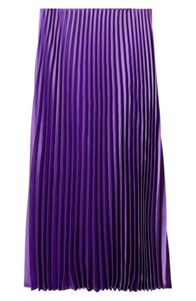 Mango Pleated Satin Skirt in Medium Purple at Nordstrom, Size X-Small