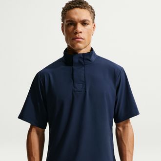 Nike Mens Tailored Performance Dri-FIT Loose Short-Sleeve Golf Windshirt in Blue | IM8625-419