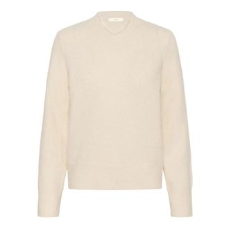 Inwear V-Neck Whisper White Melange Sweater - Dames - Ronde hals truien - Wit - 2XL - Wol - Truien & Vesten