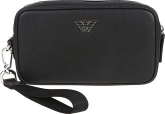 Emporio Armani Black Textured Logo Plaque Beauty Case