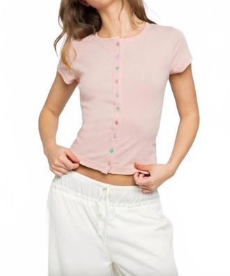 Daisy Street Womens Funky Button Top In Blush