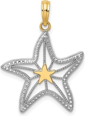 Diamond2Deal 14k Yellow Gold with White Rhodium Small Starfish Charm