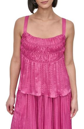 DKNY Crushed Pleats Sleeveless Top in Vivid Pink at Nordstrom, Size X-Small