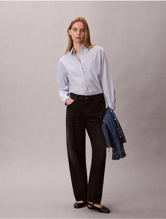 Calvin Klein Jeans Calvin Klein Womens Cotton Poplin Relaxed Button-Down Shirt - Blue - M