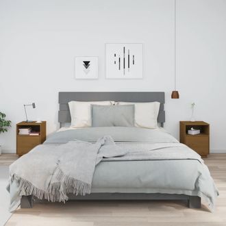 vidaXL Vidaxl - Mesitas De Noche 2 Uds Madera De Pino Marr&oacute;n Miel 40x34x55 Cm