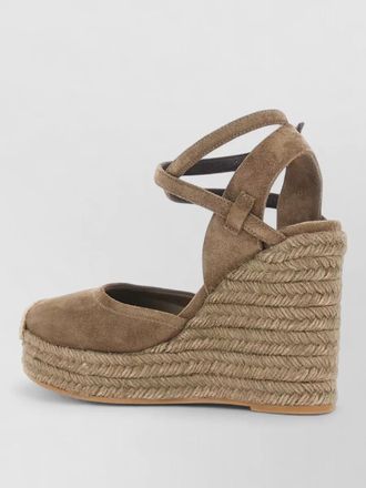 Brunello Cucinelli leather wedge espadrilles