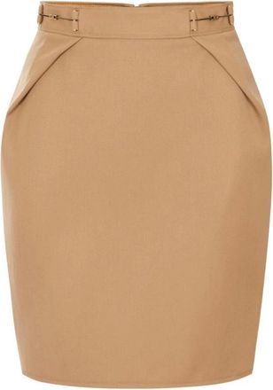Elisabetta Franchi Rokken, Dames, Bruin, XS, Gabarbine Miniskirt