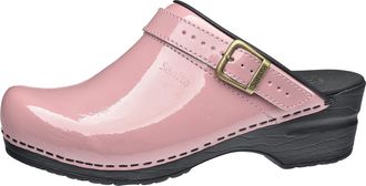 Sanita | Freya Mule Clog | Original Handmade Flexible Leather Clog for Women | Anatomical Shaped Footbed with Soft Foam | Heel Strap | Pink | 5 UK