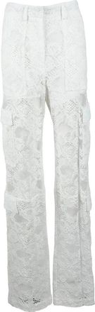 Msgm Cotton Polyamide Trousers - White