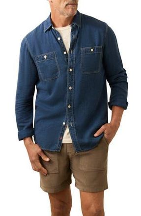 Faherty The Tried & True Lyocell & Linen Chambray Button-Up Shirt in Night Lagoon Wash at Nordstrom Rack, Size X-Large