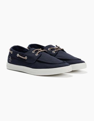 Original Penguin Mens Penguin Sailor Canvas Mens Navy Lace-Up Shoes - Blue - Size: 10