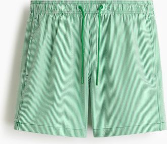 H&M Badeshorts aus Seersucker - Gr&uuml;n/Gestreift