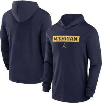 Jordan Brand Mens Jordan Brand Navy Michigan Wolverines 2024 Sideline Hoodie Performance Long Sleeve T-Shirt at Nordstrom, Size Small