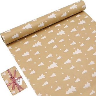 OEM Papel De Regalo Navide&ntilde;o De 43 Cm X 15 M - Papel Kraft Reciclable Con Dise&ntilde;o De &Aacute;rbol De Navidad Para Envolver Regalos Y Decoraci&oacute;n Festiva