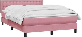 vidaXL Cama Box Spring Con Colch&oacute;n Terciopelo Rosa 160x220 Cm Vidaxl