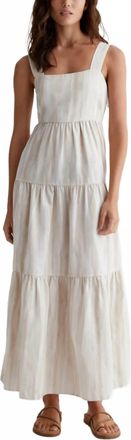 AG - Adriano Goldschmied Audree Relaxed Linen Maxi Dress In Brush Strokes Beige Multi