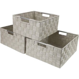 Sorbus Weave 3-Piece Stacking Basket Set in Beige at Nordstrom Rack