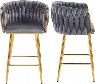 OEM Taburete De Terciopelo Gris H7-fx (g) (estructura Dorada)