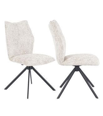Home Heavenly Pack de 2 sillas giratorias en tela beige patas negras 93 x 63 x 48 cm