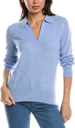 Fort&eacute; Cashmere Split Neck 100% Cashmere Polo Sweater