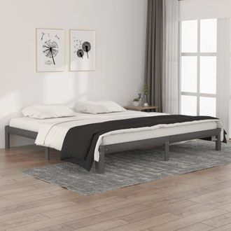 vidaXL Vidaxl - Estructura De Cama Sin Colch&oacute;n Madera De Pino Gris 200x200 Cm